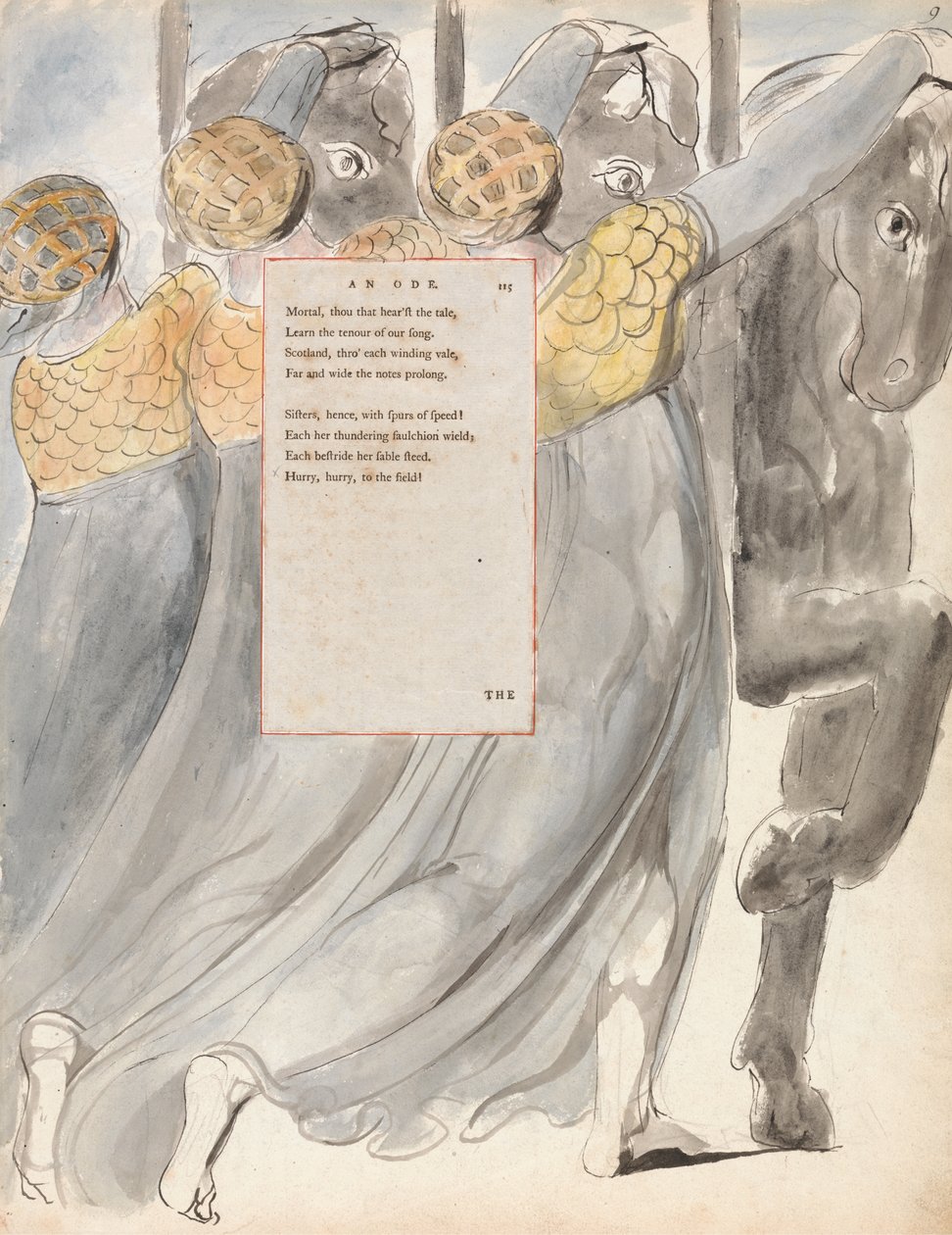 Las Hermanas Fatales, diseño 75 de Los Poemas de Thomas Gray, 1797-98 de William Blake