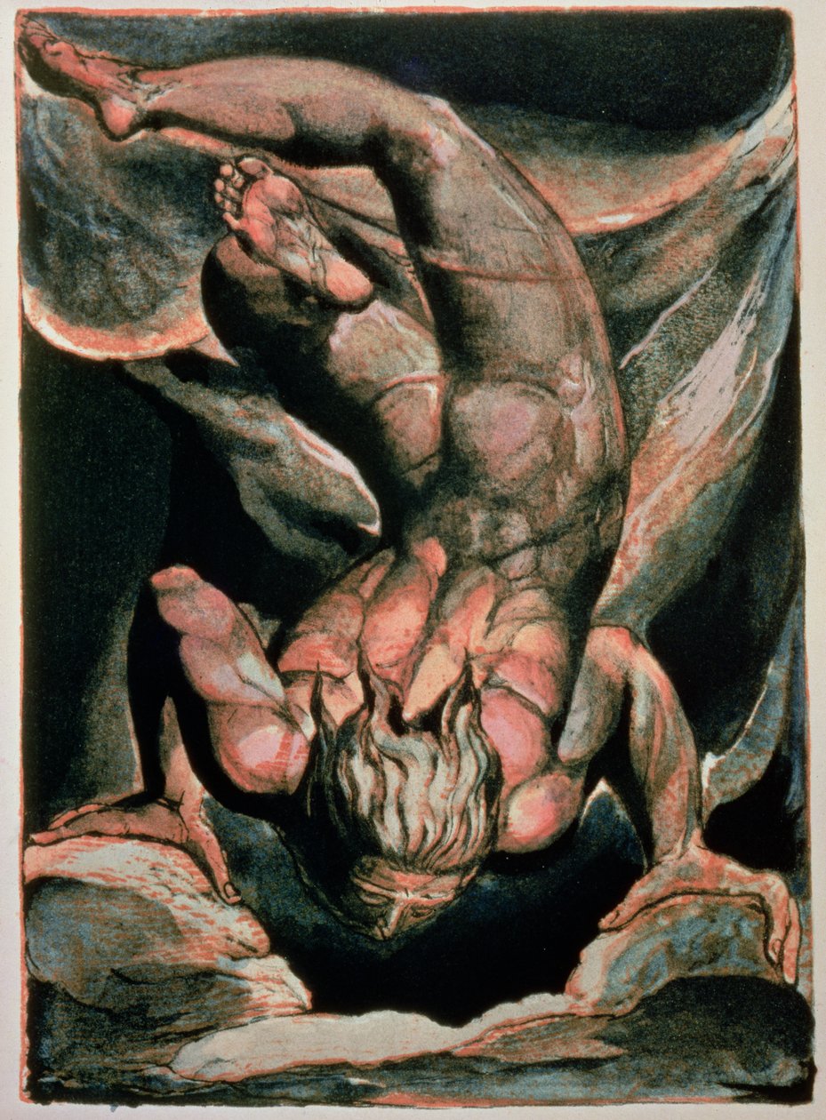 El primer libro de Urizen; Hombre flotando boca abajo, 1794 de William Blake
