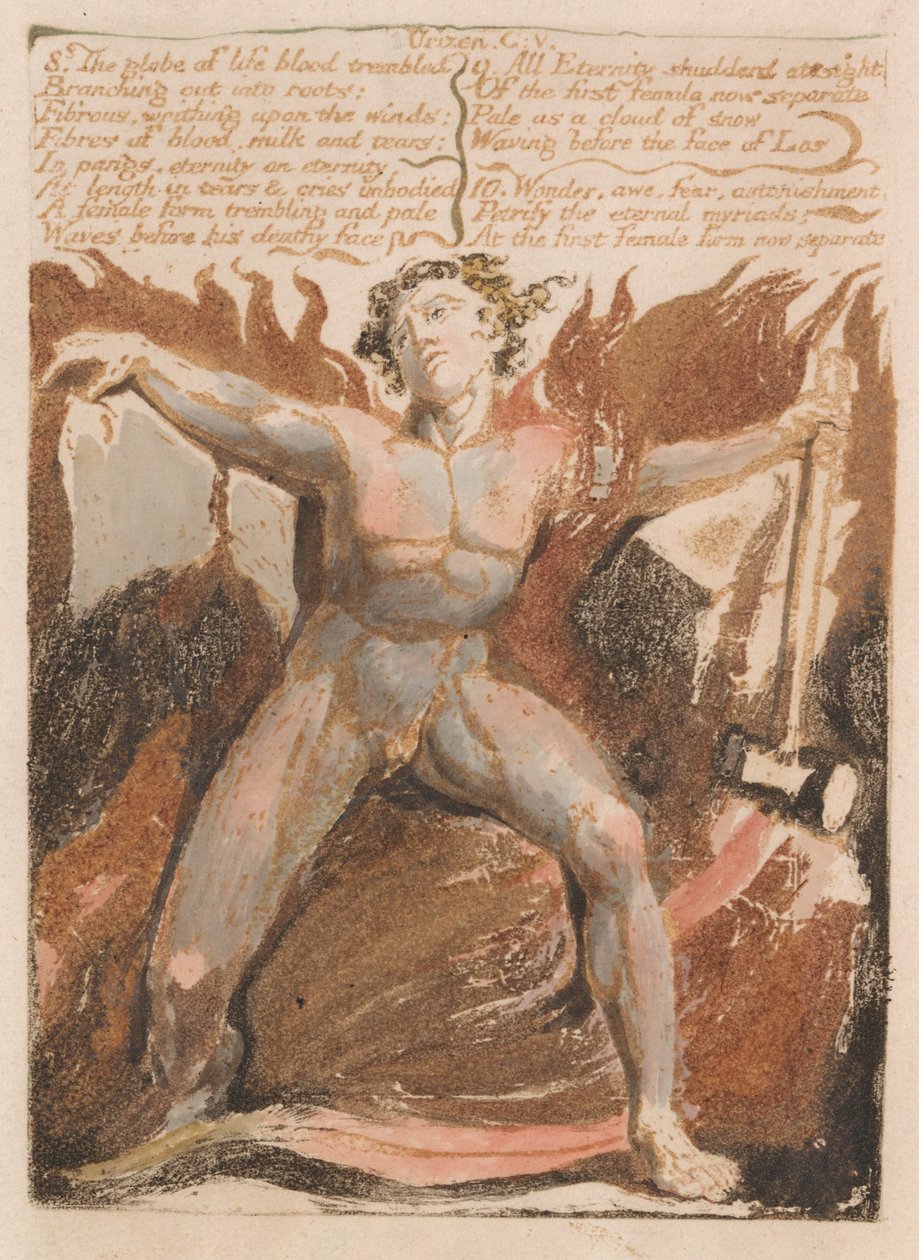 El Primer Libro de Urizen, Placa 17, 8. El Globo de Sangre de Vida Temblaba.... (Bentley 18) de William Blake