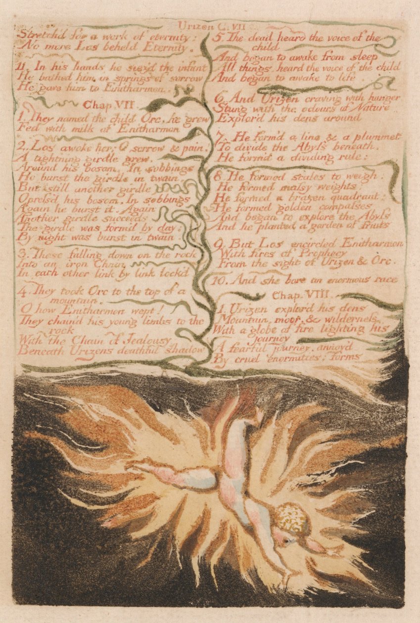 El Primer Libro de Urizen, Placa 22, Estirado para una Obra de Eternidad.... (Bentley 20) de William Blake