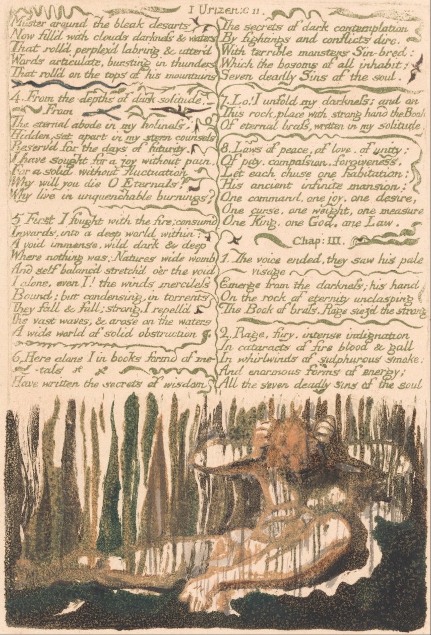 El Primer Libro de Urizen, Placa 4, Agrúpense alrededor de los desiertos desolados . . . . (Bentley 4) de William Blake