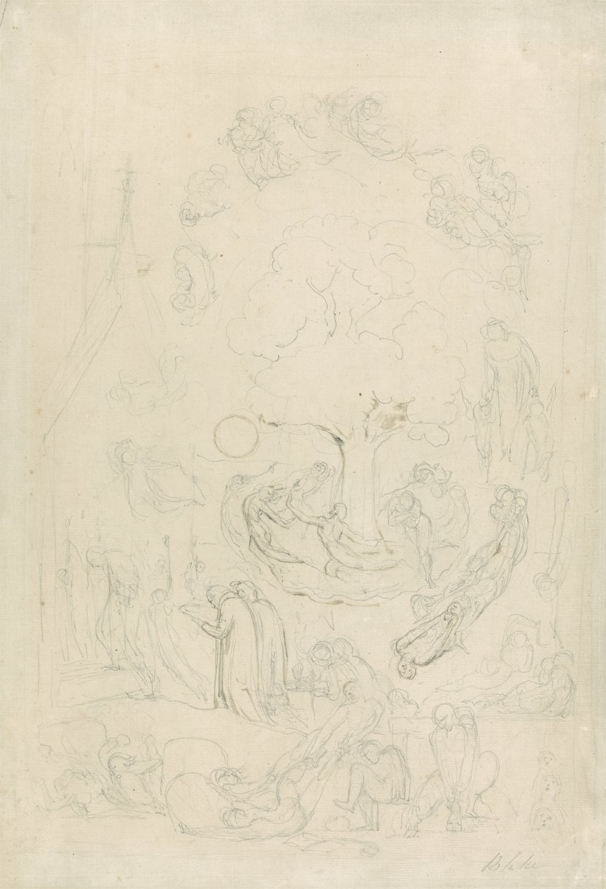 Los juegos de los fantasmas según sus afectos previos al juicio final, 1805-08 de William Blake