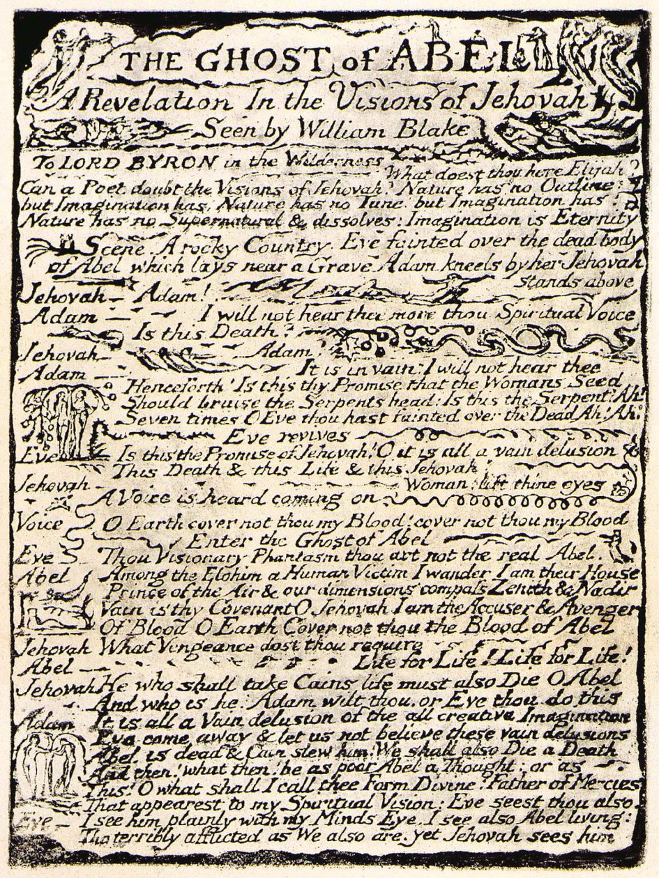 El fantasma de Abel, página 1 de William Blake
