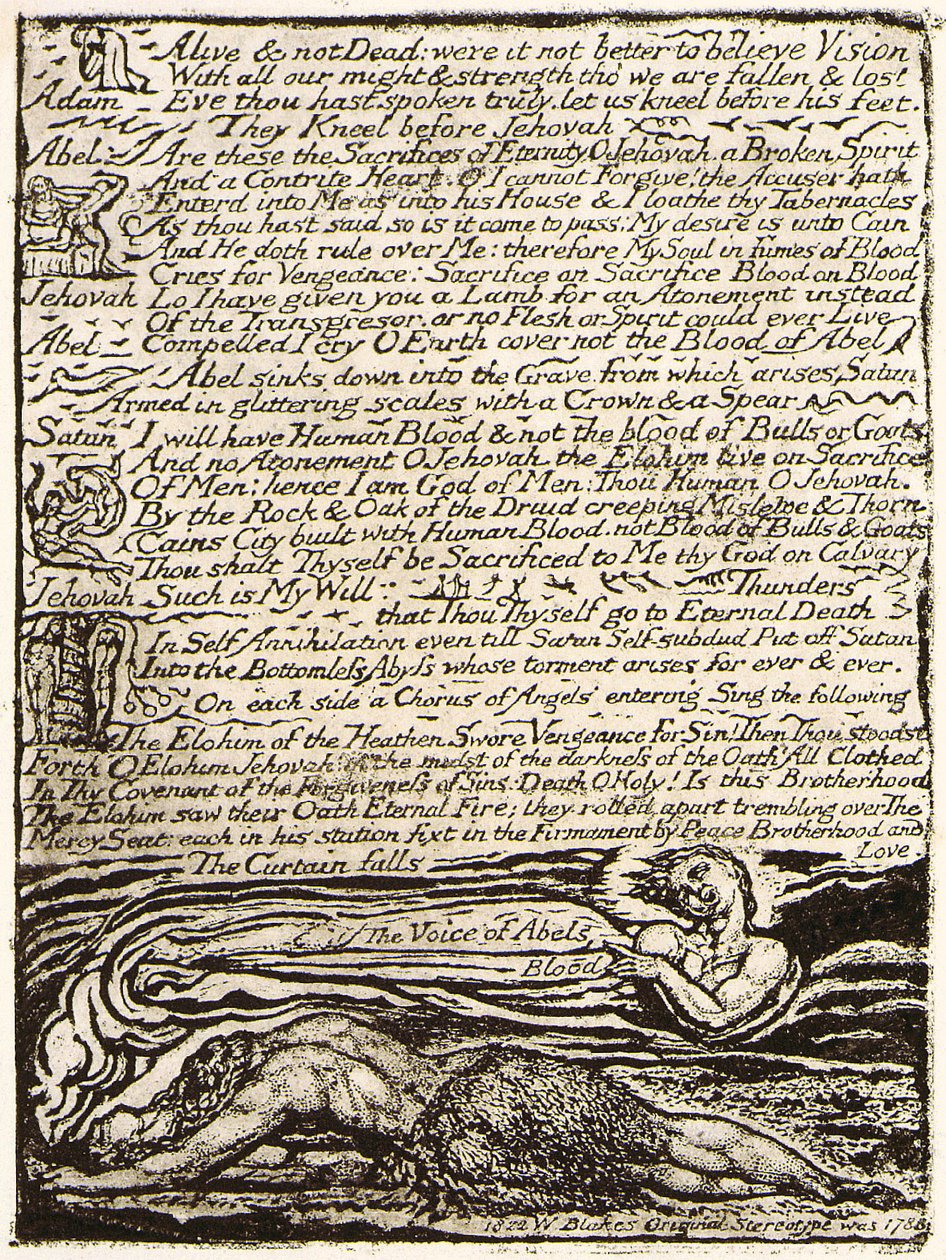 El fantasma de Abel, página 2 de William Blake