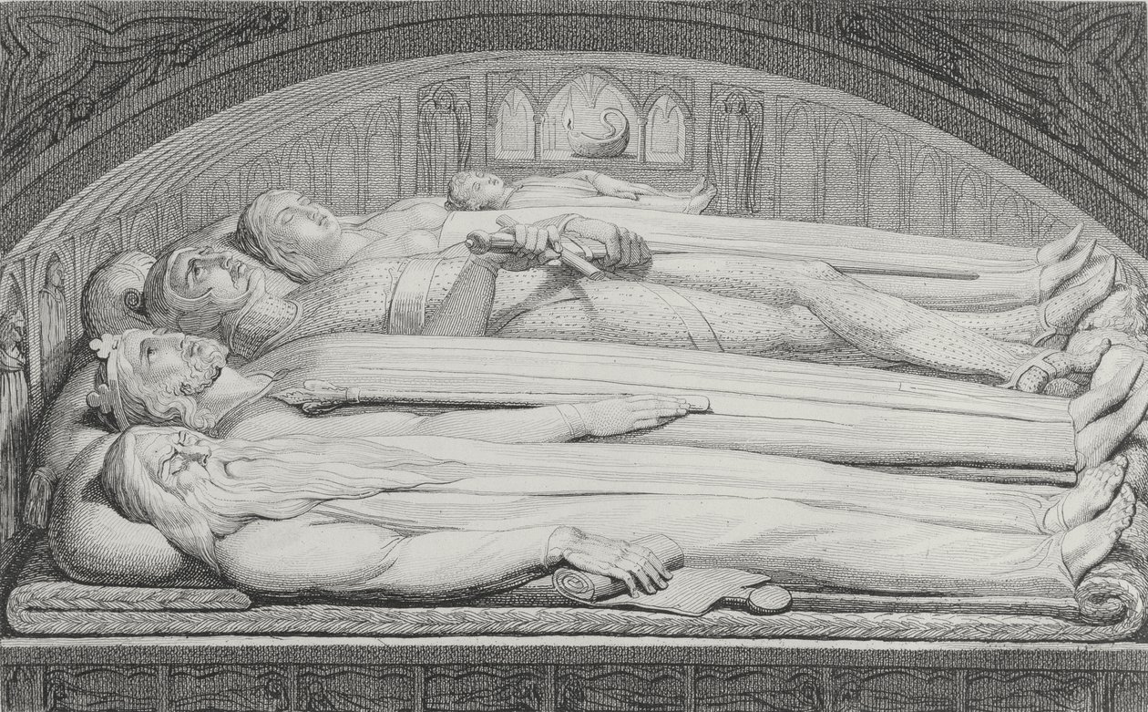 El Rey, Consejero, Guerrero, Madre y Niño en la Tumba, ilustración de 