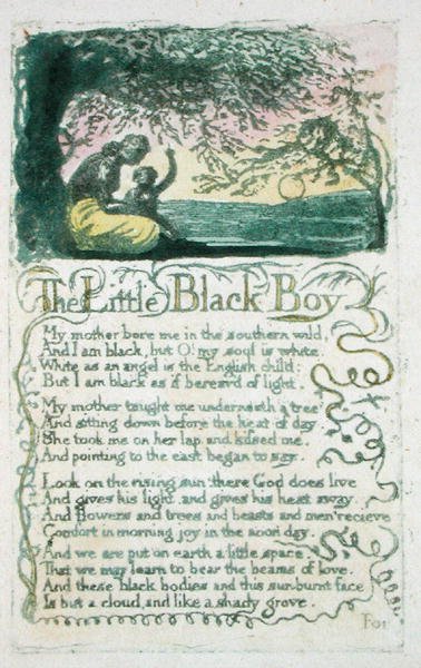 El Pequeño Niño Negro, placa 5 de Canciones de Inocencia, 1789 de William Blake
