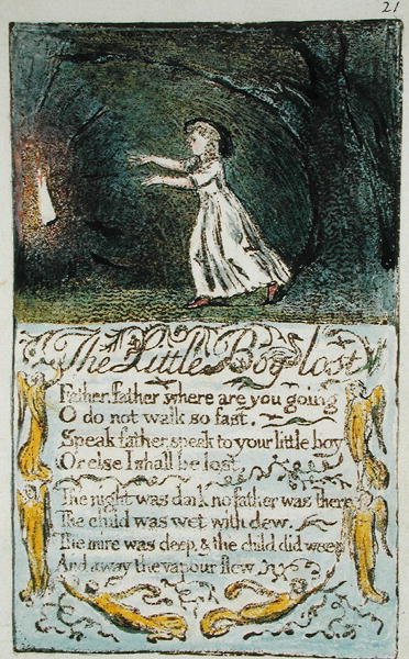 El niño pequeño perdido, ilustración de Canciones de Inocencia y de Experiencia (Bentley Copia L) pl.21 de William Blake