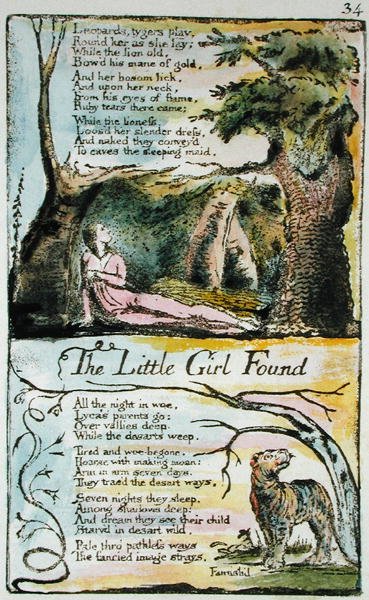 La niña perdida y la niña encontrada, placa 34 (Bentley 35) de Canciones de Inocencia y de Experiencia (Copia Bentley L) 1789-94 de William Blake