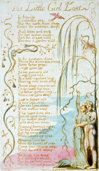 La niña perdida, placa 5 de Canciones de Inocencia, 1789 de William Blake