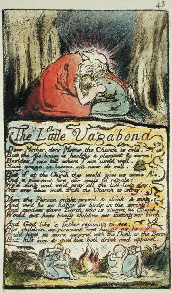 El pequeño vagabundo, placa 43 (Bentley 45) de Canciones de Inocencia y de Experiencia (Copia Bentley L) 1789-94 de William Blake