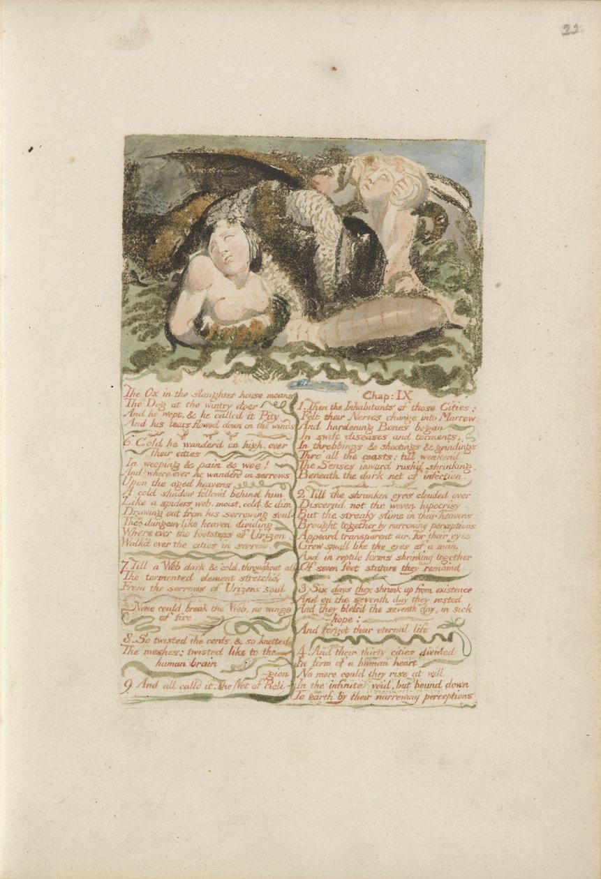 El buey en el matadero gime..., lámina 26 de El Primer Libro de Urizen, 1794 de William Blake