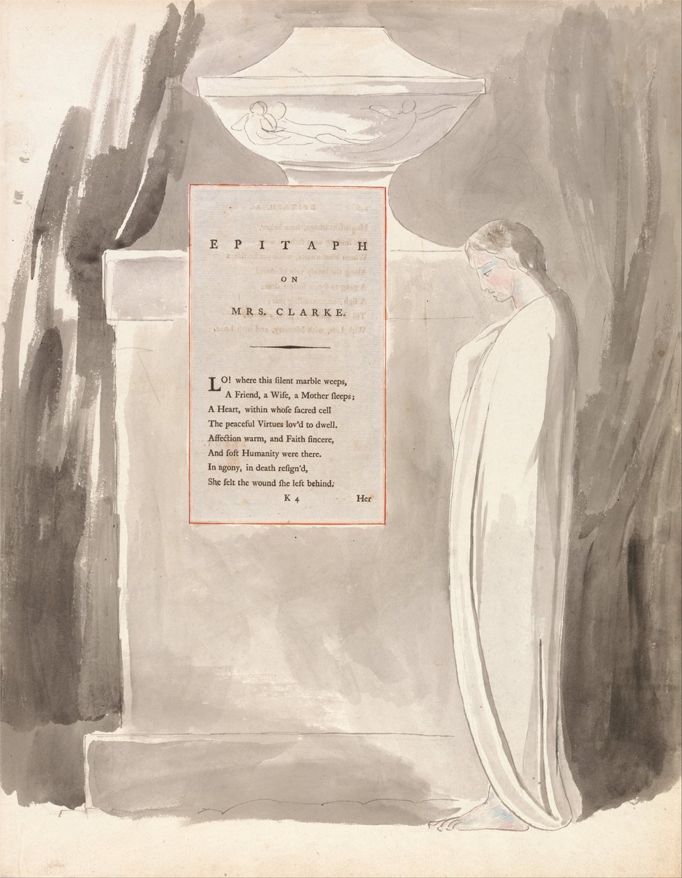 Los Poemas de Thomas Gray, Diseño 103, Epitafio de la Sra. Clarke de William Blake