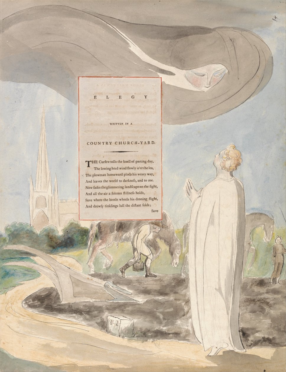Los poemas de Thomas Gray, Diseño 107, Elegía escrita en un cementerio de aldea de William Blake
