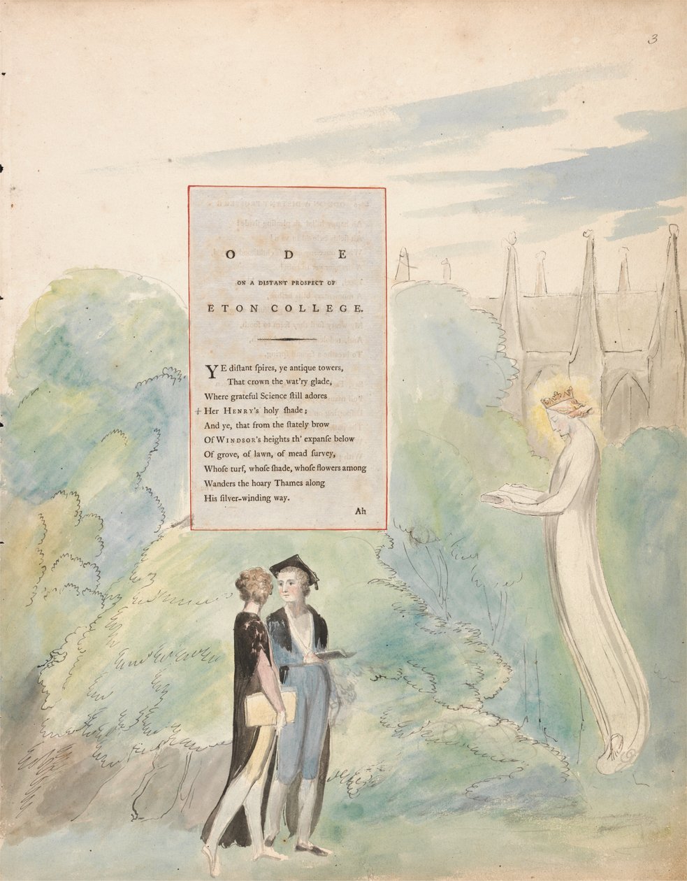 Los Poemas de Thomas Gray, Diseño 15, Oda a una Perspectiva Distante del Colegio Eton de William Blake