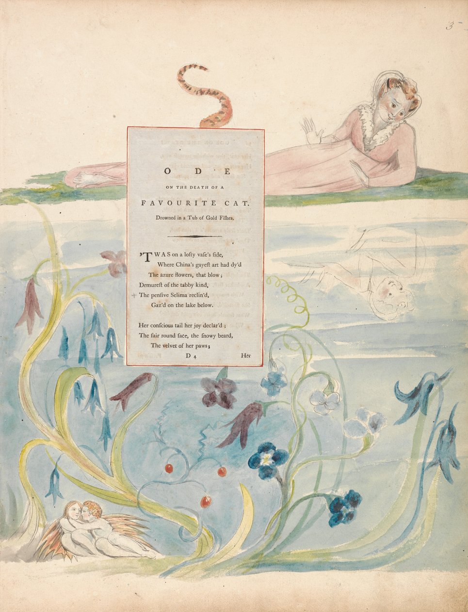 Los poemas de Thomas Gray, Diseño 9, Oda a la muerte de un gato favorito de William Blake