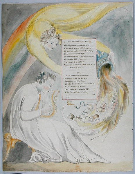 El progreso de la poesía, diseño 50 de Los poemas de Thomas Gray, 1797-98 de William Blake
