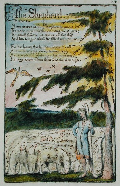 El pastor, ilustración de Canciones de Inocencia y de Experiencia, (Bentley Copia L) pl.14 de William Blake