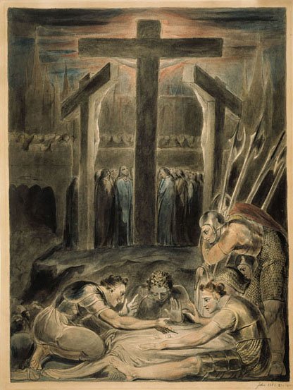 Los soldados echando suertes por las vestiduras de Cristo de William Blake