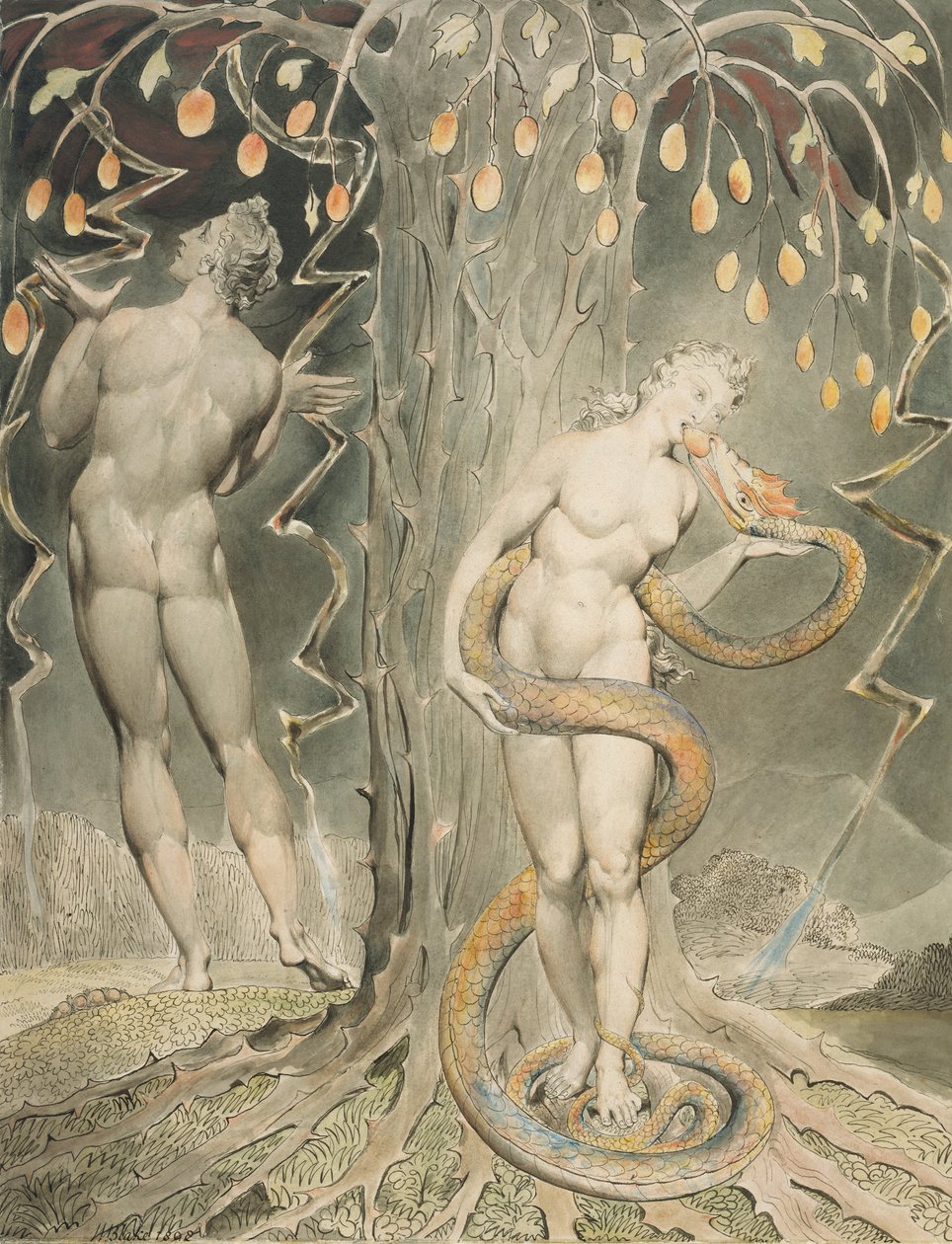 La Tentación y Caída de Eva de William Blake