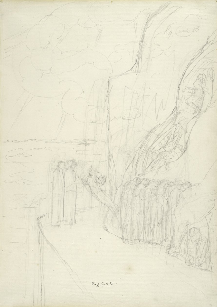 La Terraza de las Almas Envidiosas, ilustración de la Divina Comedia de Dante Alighieri, 1824-27 de William Blake