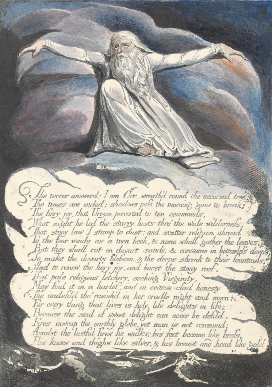 El Terror respondió..., lámina 10 de América: Una Profecía, 1793 de William Blake