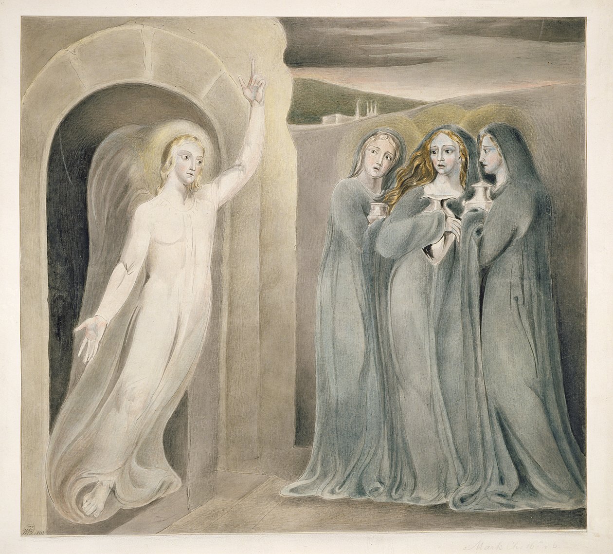 Las tres Marías en el sepulcro, c.1800 de William Blake