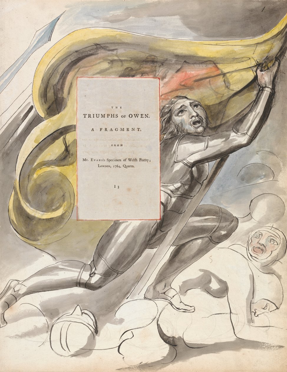 Los triunfos de Owen, diseño 87 de Los poemas de Thomas Gray, 1797-98 de William Blake