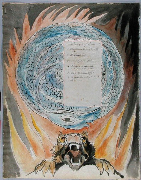 Los Triunfos de Owen, diseño 86 de Los Poemas de Thomas Gray, 1797-1798 de William Blake