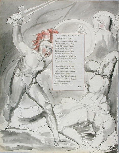 Los triunfos de Owen, diseño 90 de Los poemas de Thomas Gray, 1797-98 de William Blake