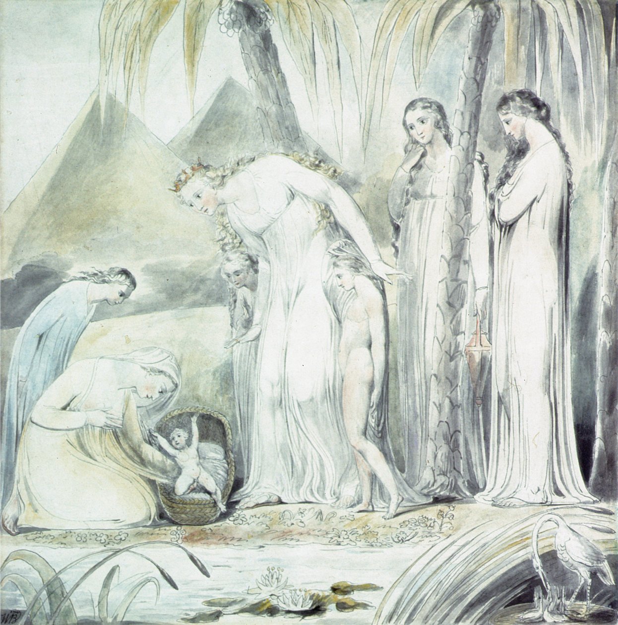 La compasión de la hija del faraón o El hallazgo de Moisés, 1805 de William Blake