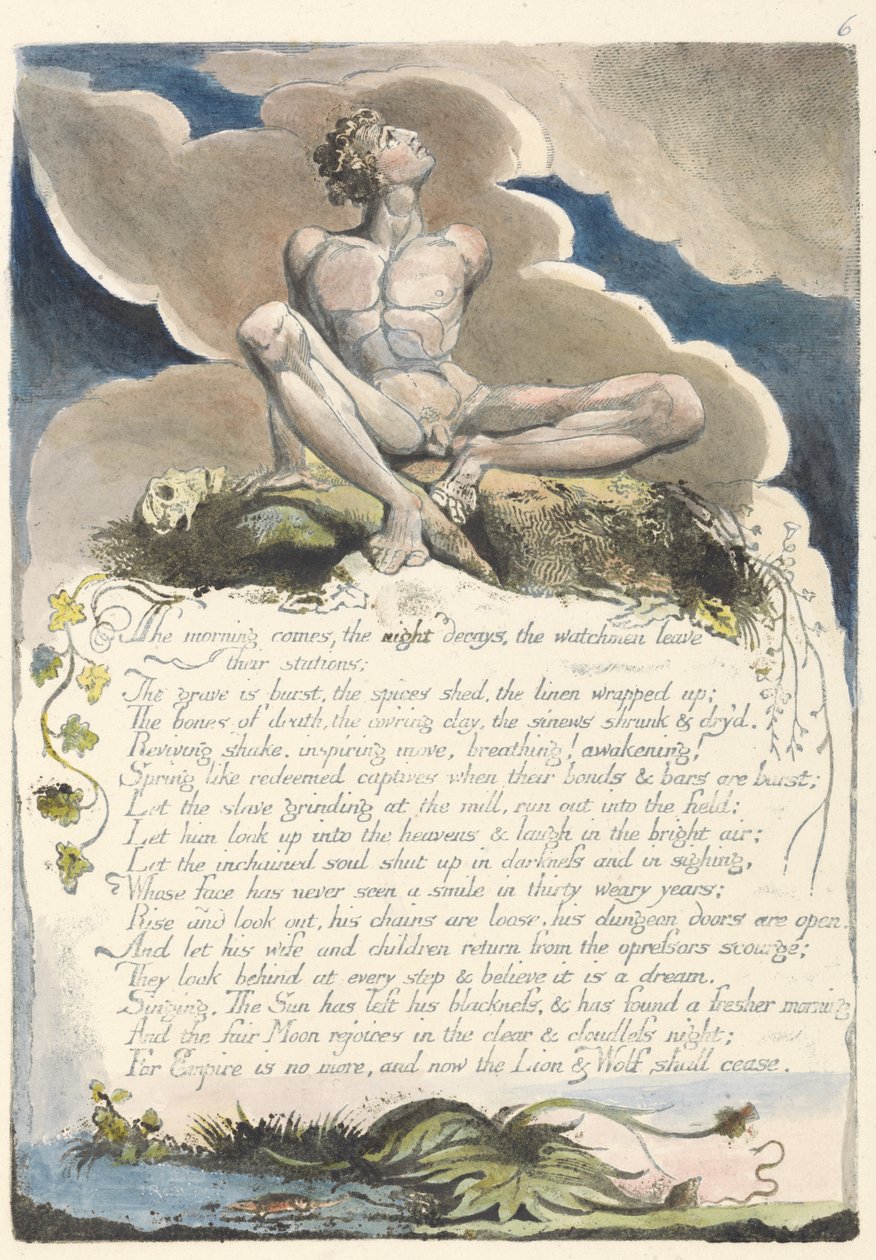 La mañana llega..., lámina 8 de América: Una Profecía, 1793 de William Blake