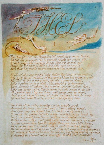 Thel I Las Hijas de Mne Serafín..., placa 3 de El Libro de Thel, 1789 de William Blake