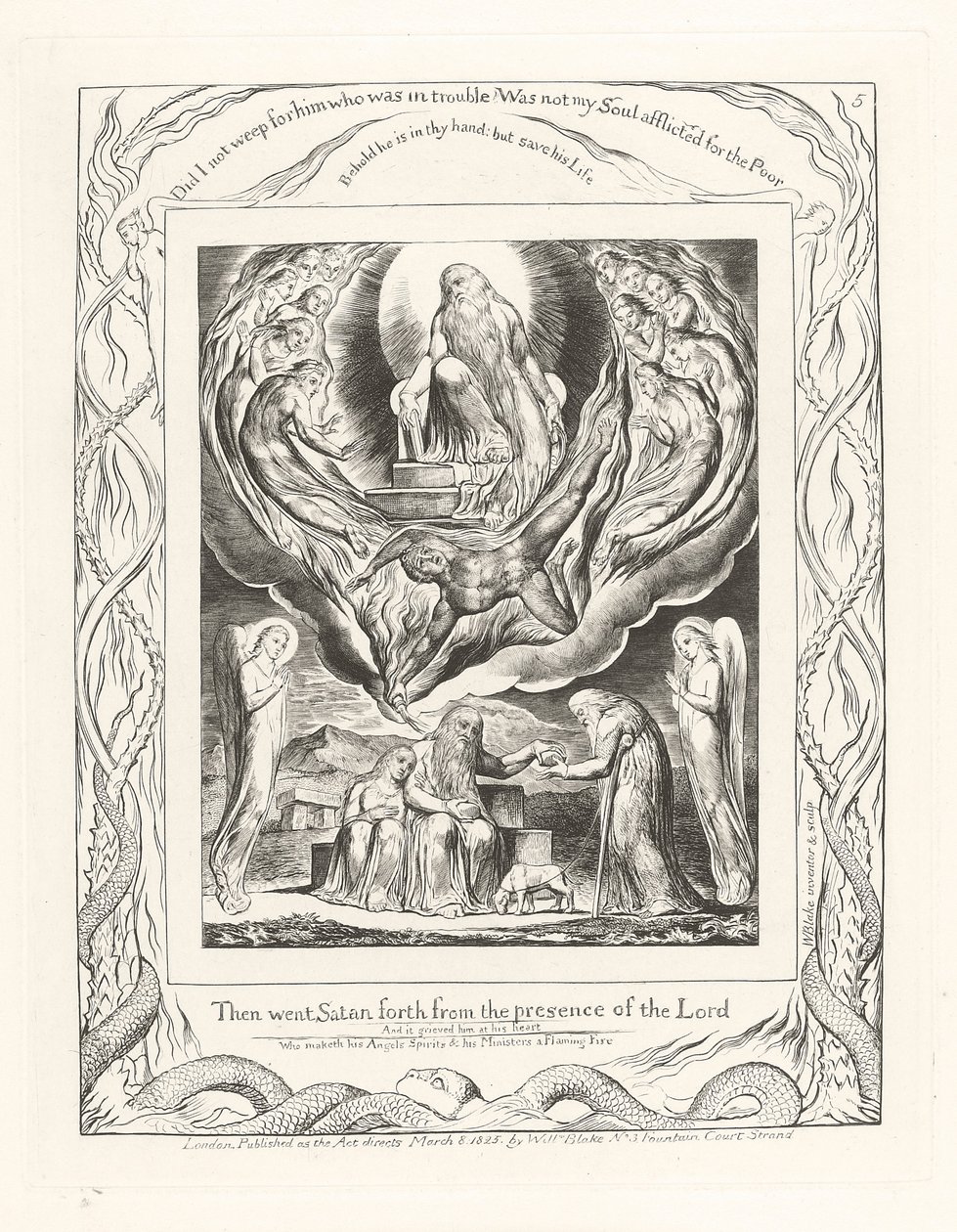 Entonces Satanás salió de la presencia del Señor, 1825 de William Blake