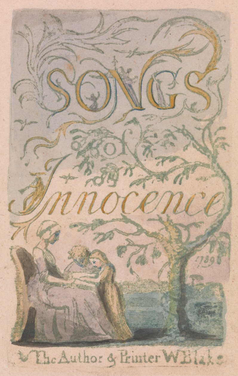 Página de título, placa 2 de Canciones de Inocencia, 1789 de William Blake