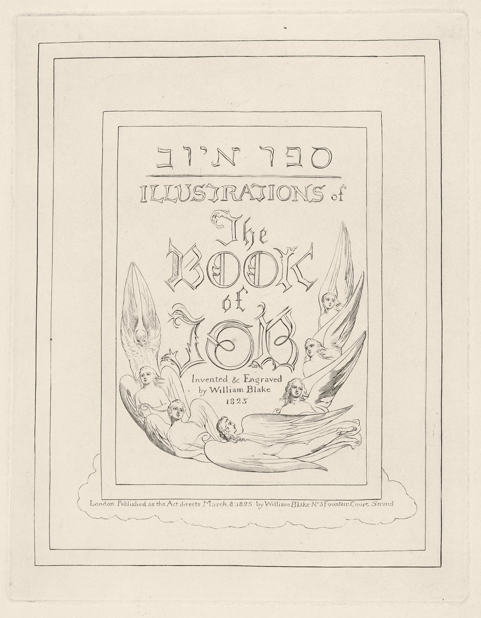 Página de título de Ilustraciones del Libro de Job, 1825 de William Blake