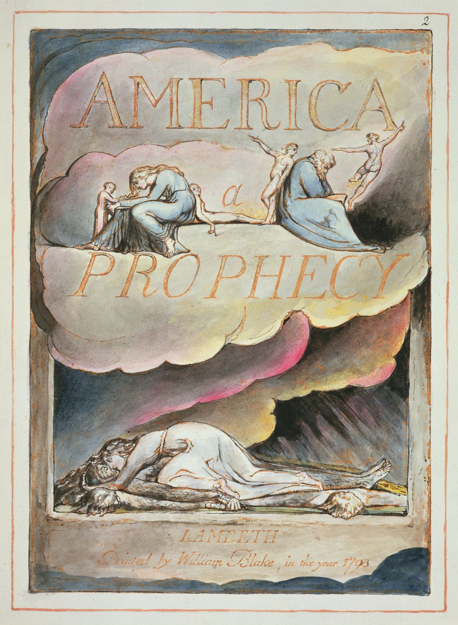 Portada de América, una profecía, 1793 de William Blake