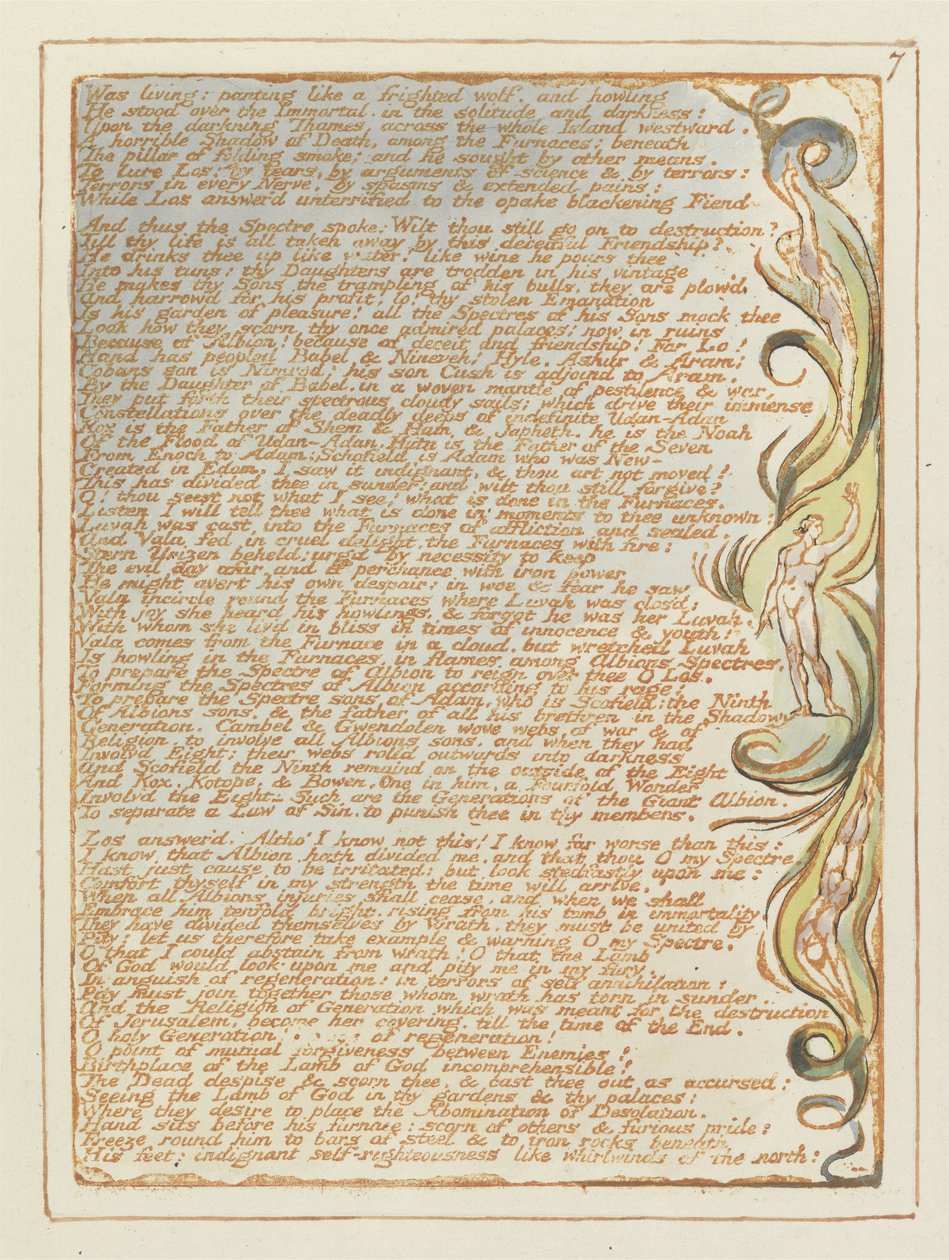 Estaba vivo: jadeando..., lámina 7 de Jerusalén, 1804-20 de William Blake