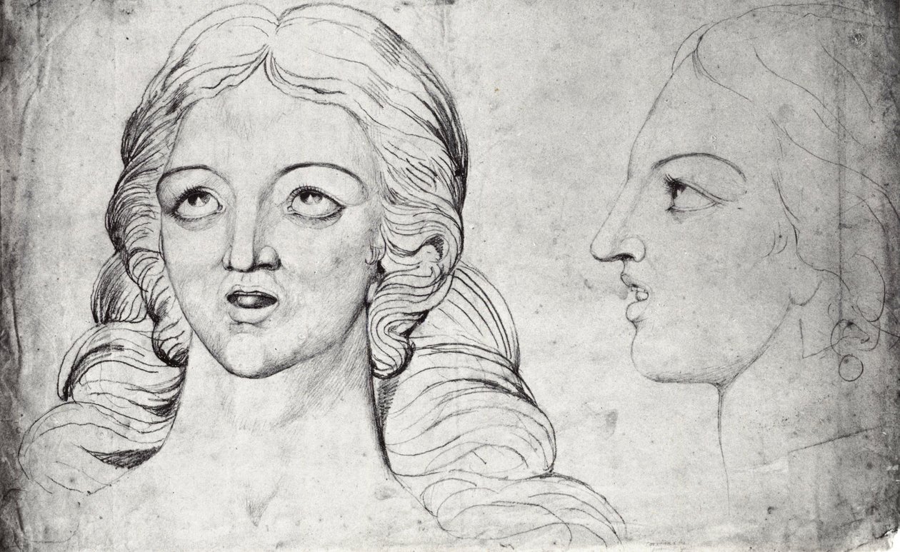 William Blake, Cabeza visionaria de Corinna la Tebana c 1820 de William Blake