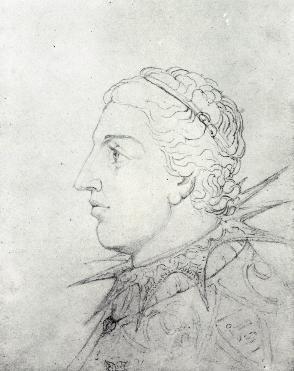 William Blake, Cabeza visionaria de Eduardo VI con un collar puntiagudo de William Blake
