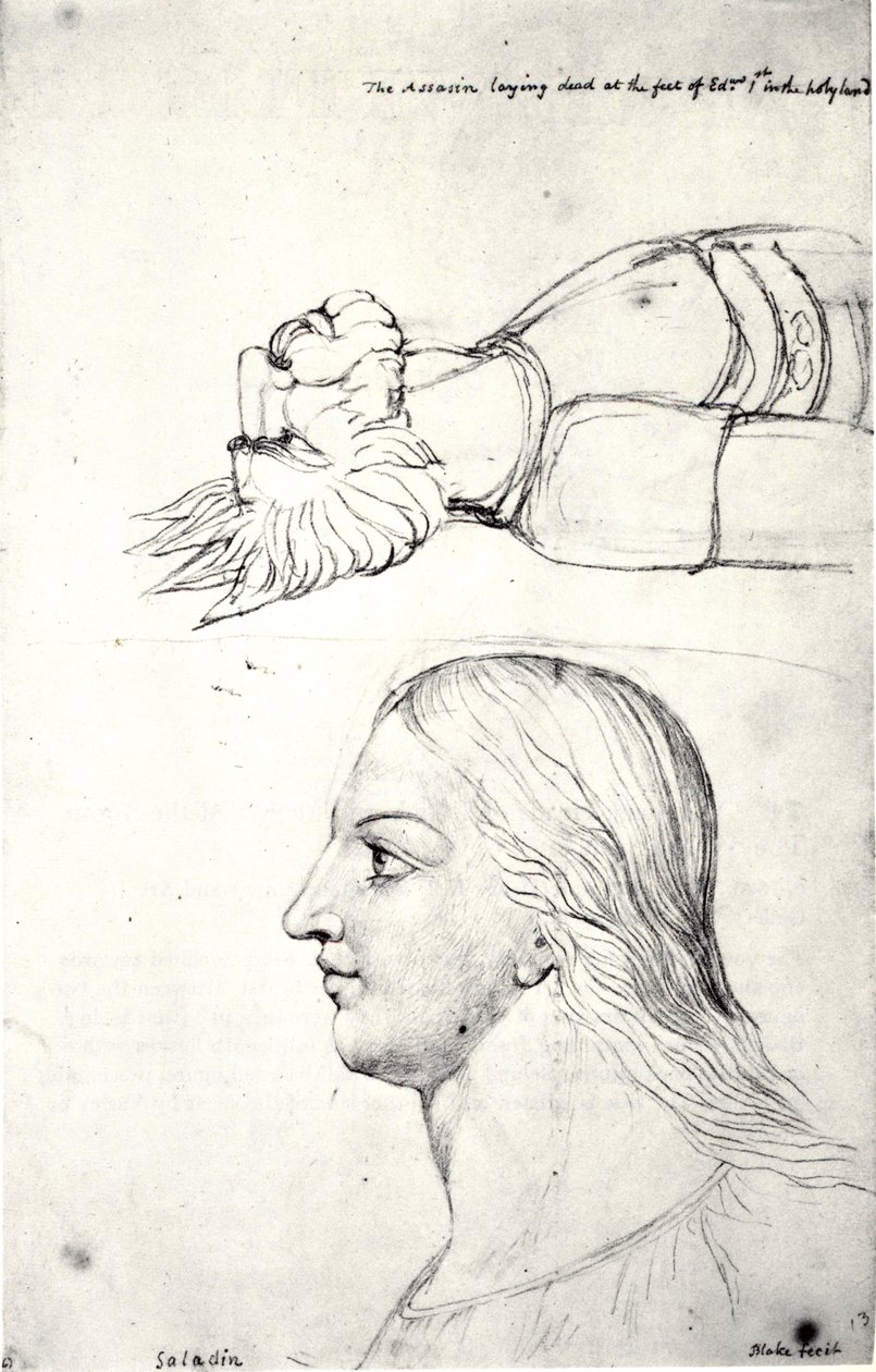 William Blake, Cabezas visionarias de Saladino y el Asesino de William Blake