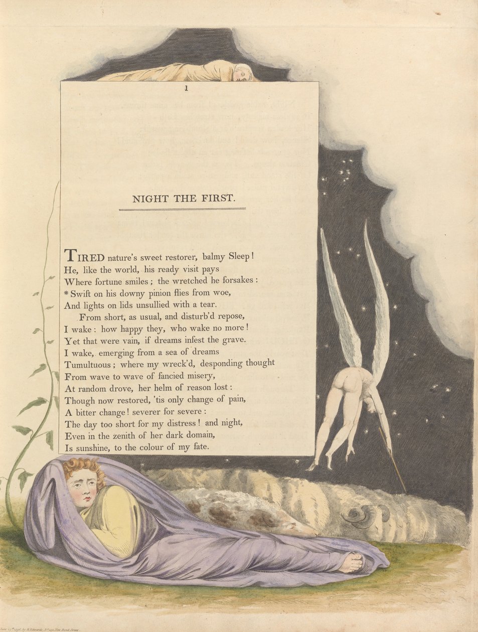 Pensamientos nocturnos de Young, Página 1 de William Blake