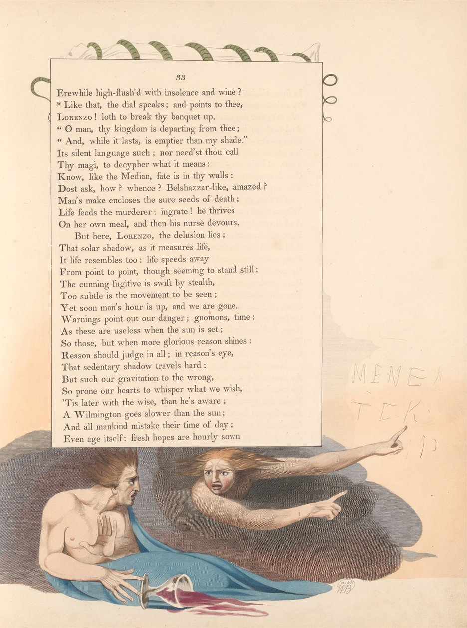 Pensamientos Nocturnos de Young, Página 33, Como Eso, el Reloj Solar Habla; y Señala a Ti de William Blake