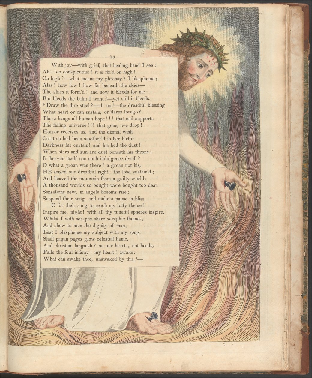 Pensamientos Nocturnos de Young, Página 73, Saca el acero terrible -- ¡ah no! de William Blake