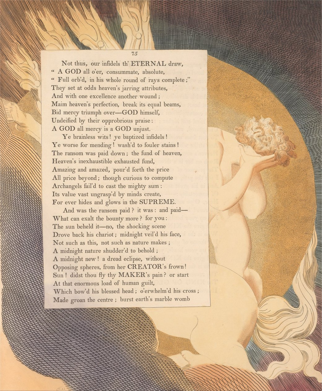 Pensamientos Nocturnos de Young, Página 75, El Sol Lo Vio -- No, la Escena Horrible de William Blake