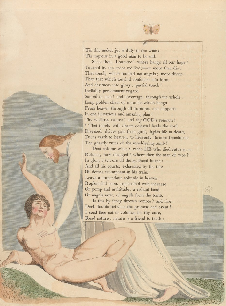 Pensamientos Nocturnos de Young, Página 90, Ese toque, con encanto celestial sana el alma de William Blake