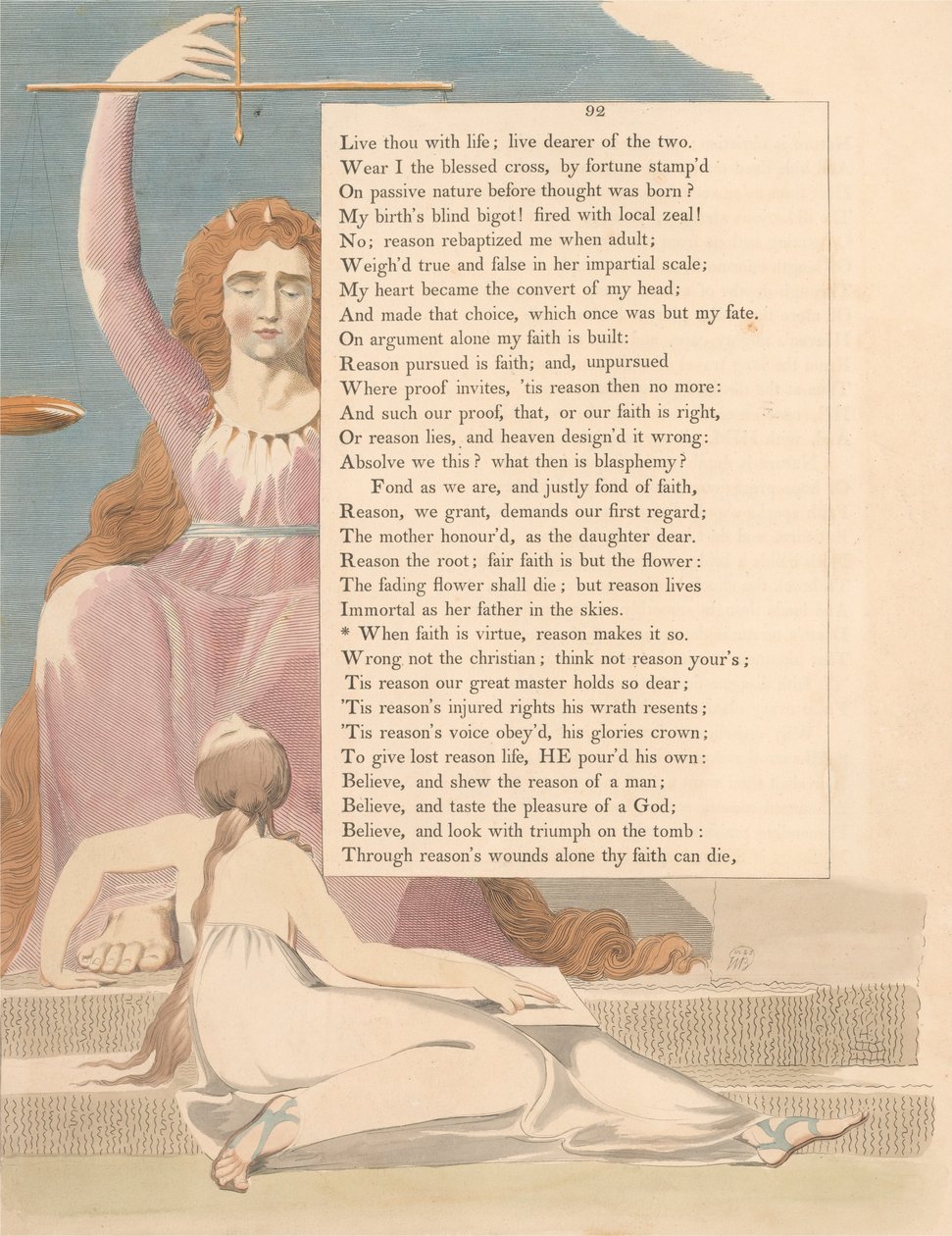 Pensamientos Nocturnos de Young, Página 92, Cuando la Fe Es Virtud, la Razón Lo Hace Así de William Blake