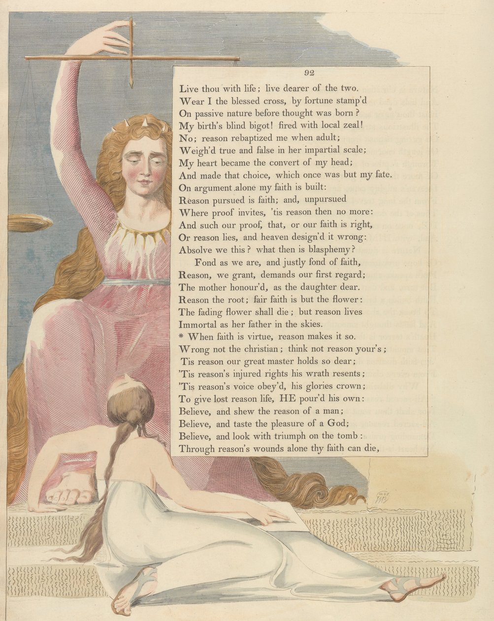 Pensamientos Nocturnos de Young, Página 92, Cuando la fe es virtud, la razón lo hace así de William Blake