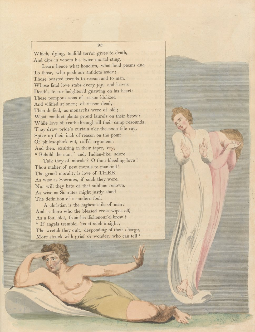 Pensamientos Nocturnos de Young, Página 93, Si los ángeles tiemblan, es ante tal vista de William Blake