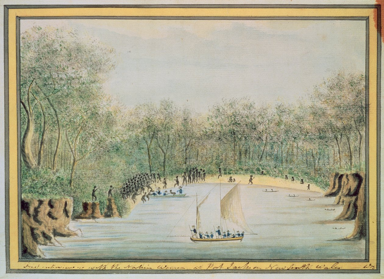 Primera entrevista con las mujeres nativas en Port Jackson, Nueva Gales del Sur, 1788 de William Bradley