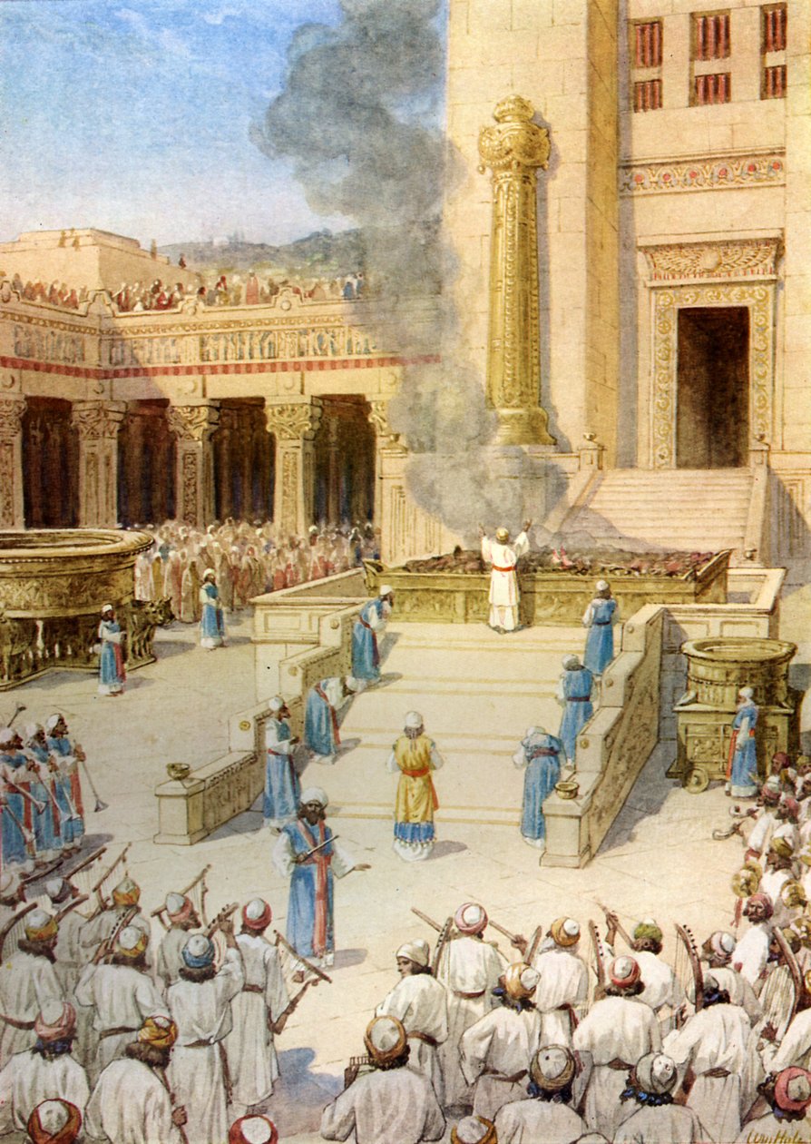 La dedicación del Templo en Jerusalén construido por el Rey Salomón - Biblia de William Brassey Hole